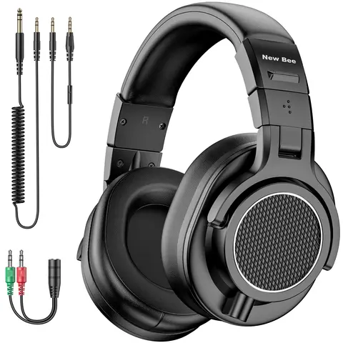 New Bee DH81 Wired Professional Studio Pro 50 DJ Headphones With Microphone Over Ear Hi-Res Studio Monitor Music Headset
