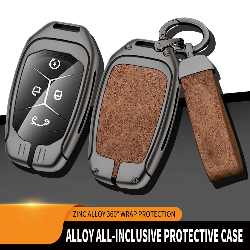 

Car Remote Key Case Cover Shell For Lynk & Co 05 09 06 02 03 01Phev 0105 Zinc Alloy Leather 4 Buttons Key Chain Auto Accessories