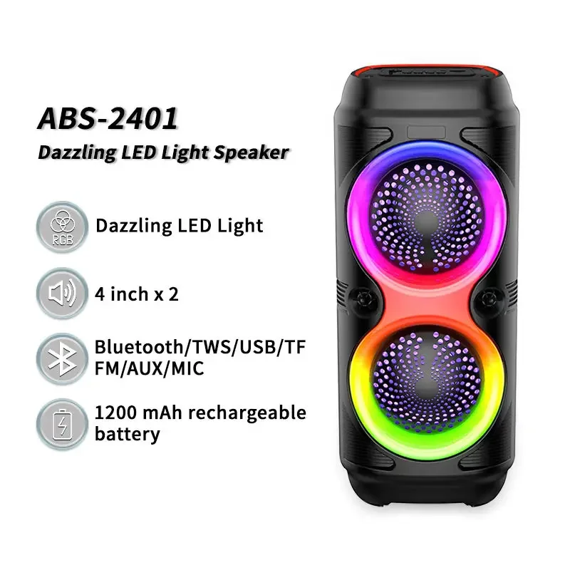 Portable Bluetooth Speaker Wireless Column Big Power Stereo Subwoofer Bass Party Speakers with RGB Lighting Family Karaoke