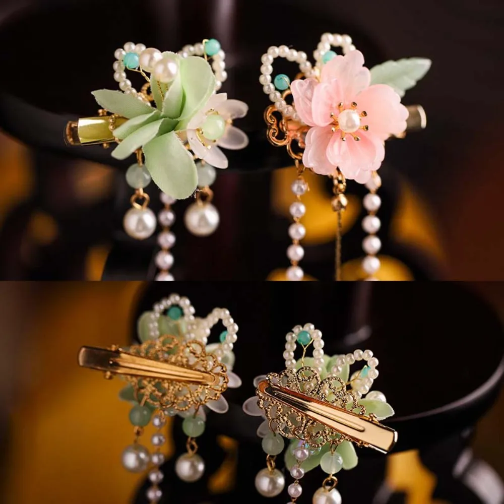 Ancient Style Flower Chinese Style Hairpin Set Pearls Tassel Hanfu Hair Stick Alloy Earrings Butterfly Hair Comb Women