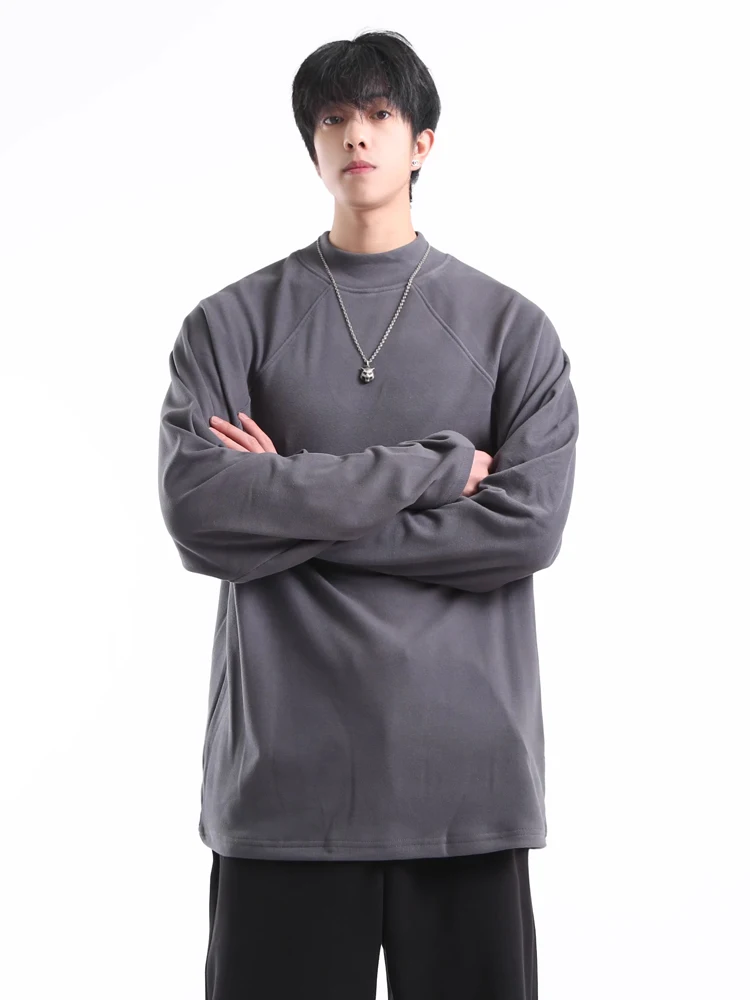 

Ay Мужская длинная толстовка средней длины Sve Base irt f-High Collar American Sle, внутренняя одежда, теплая футболка длиной до плеч