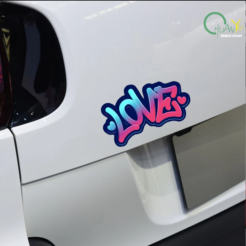 Art graffiti font love sticker; creative letter motorcycle car decoration scratch cover reflective sticker.