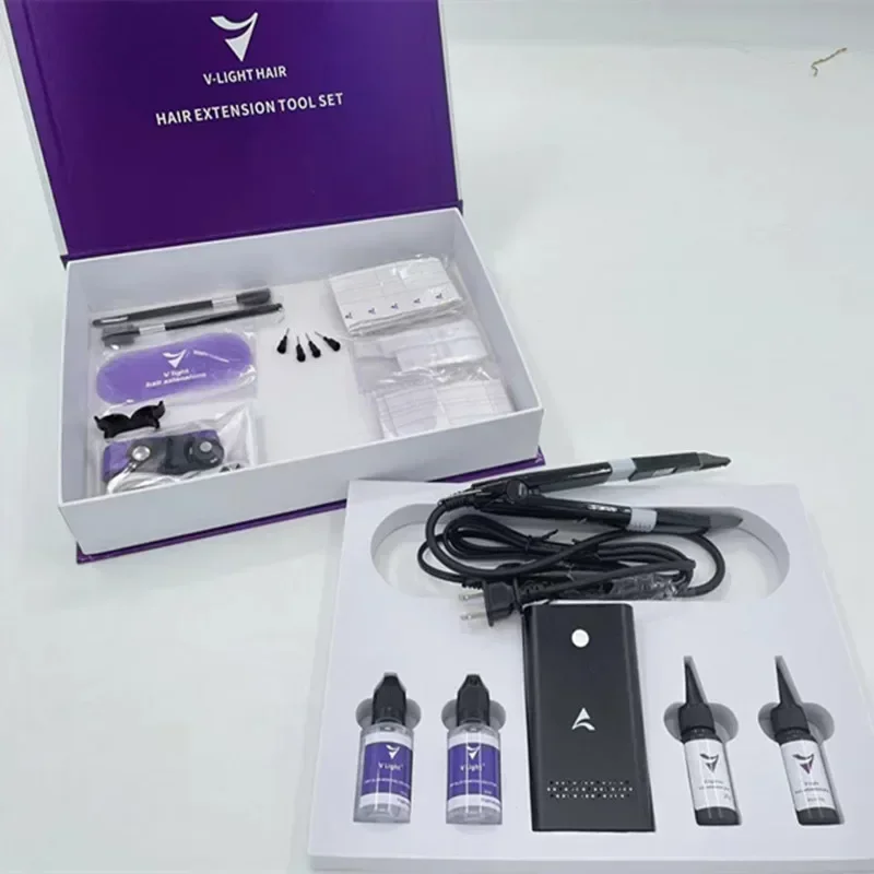 Hair Extension Tools V light technology hair-extensions box V light quick grafting hair new V light hairs extensions machine set