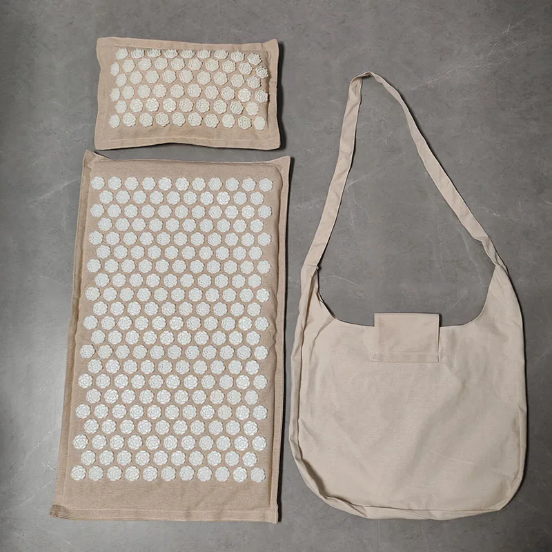 74*44cm Nature Linen Coconut Palm Massage Yoga Mat Sport Pillow Mat with Bag Lotus Spike Acupressure Cushion Accupresure Mat