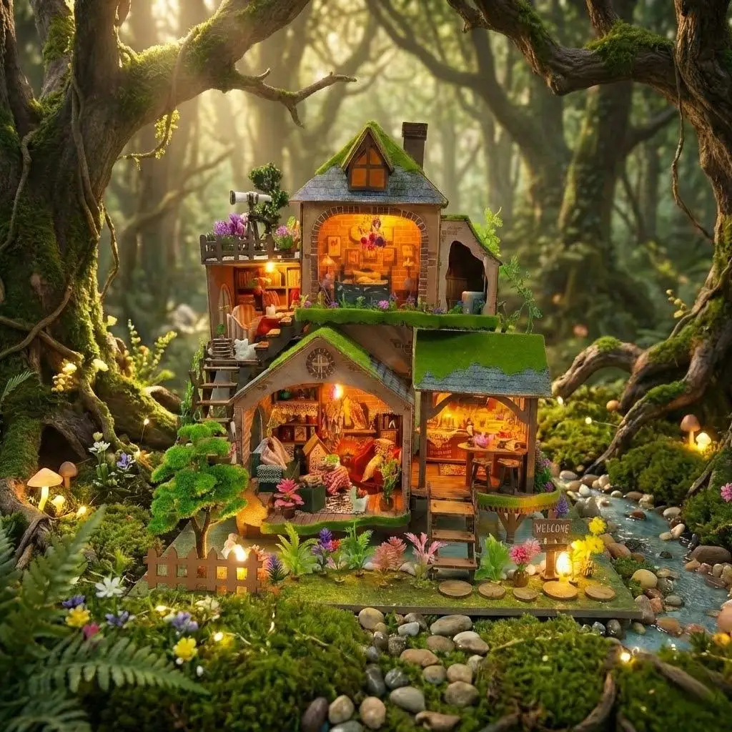 ouzey-kit-modellino-in-legno-fai-da-te-casa-delle-bambole-foresta-puzzle-3d-con-mobili-per-regali-agli-amici-o-decorazioni