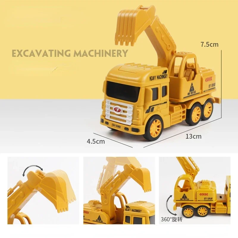 1Pc  Diecast Car Engineering Model Excavator Crane Dump Truck Garbage Vehicle Classic City Construction Children Toy for Boy