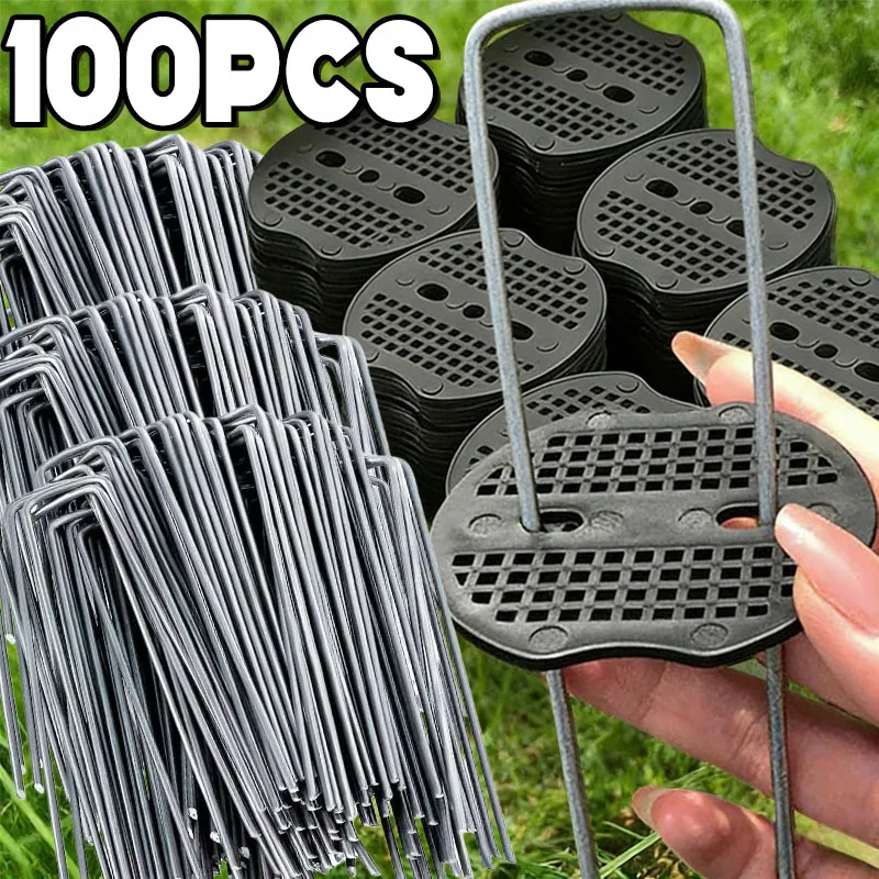 Garden Stakes Galvanized Landscape Staples U-Type Turf Staples for Artificial Grass Rust Proof Sod Pins for Securing Fences