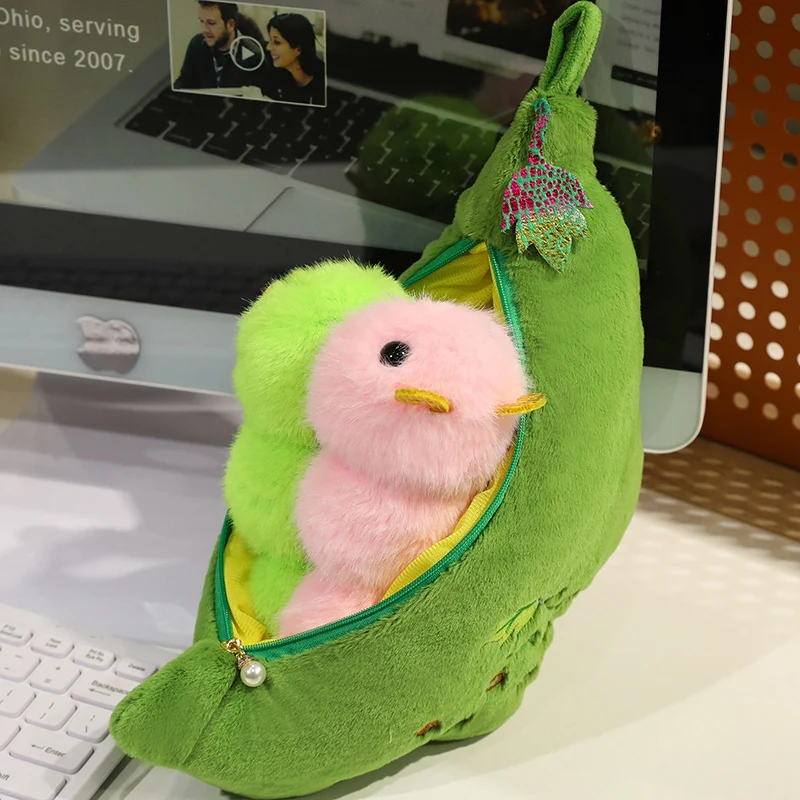 Creativo Divertente Soia Verde Farcito Caterpillar Include Rene Bean Peluche Kawaii Morbido Farcito Piante Realistiche Regali Per Bambini