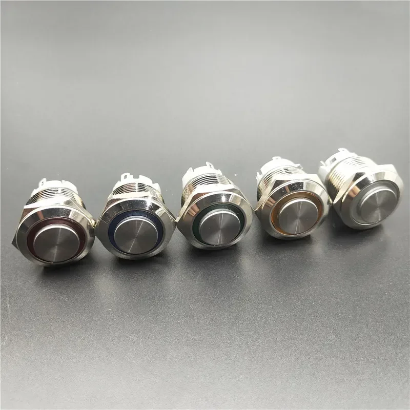 

10pcs 19mm Metal brass Push Button Switch High head illumination ring Momentary self reset 1NO Car press button