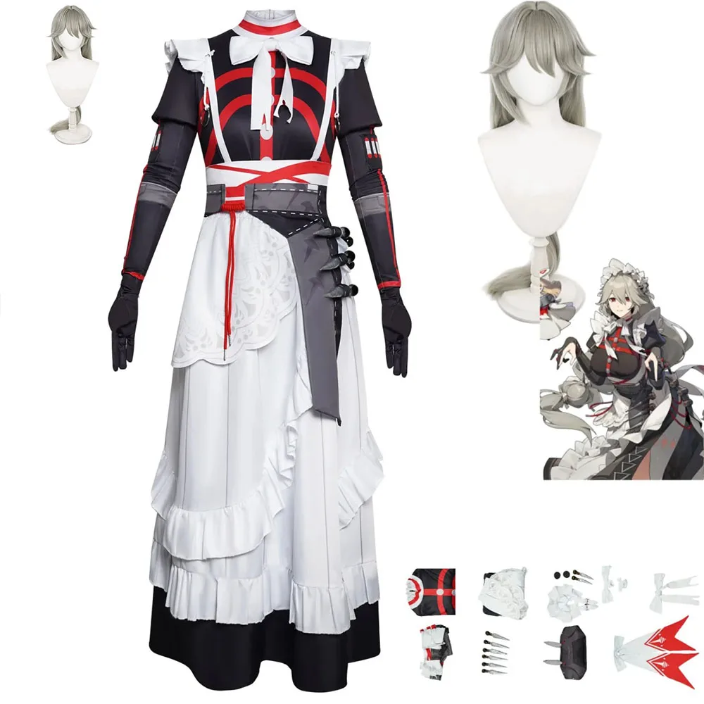 

Game Zenless Zone Zero Alexandrina Sebastiane Cosplay Costume Victoria Housekeeping Maid Dress Wig Cute Halloween Party Suit