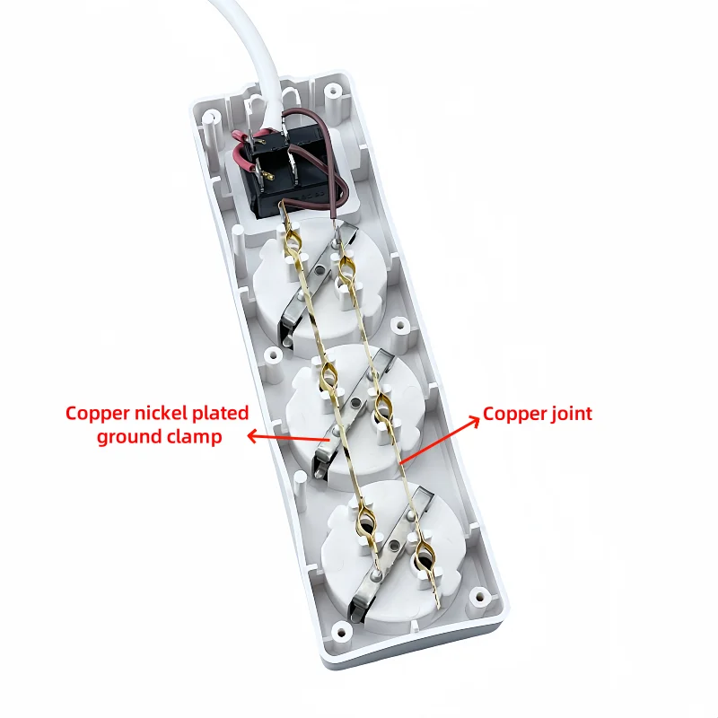 EU Home Standard German Type Power Strip 3/4/5 Sockets in Row Flat Adapter Light Switch with Surge Protector Extension Cable 3M