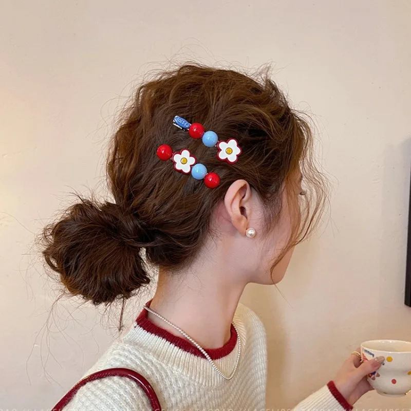 Ice Sugar Hawthorn Flower Hair Clip Women Sweet Forehead Bangs Side Clip Fashion Versatile Bangs Clip Korean Styling Accessories
