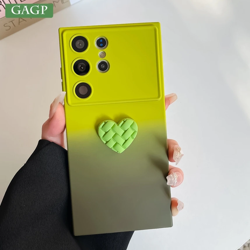 جرابات هاتف ثلاثية الأبعاد على شكل قلب الحب لسامسونج ، حماية العدسة ، غطاء من البولي يورثين الحراري الناعم ، Galaxy S21 ، S20 FE ، S23 ، S24 Ultra ، S22 Plus ، فاخر