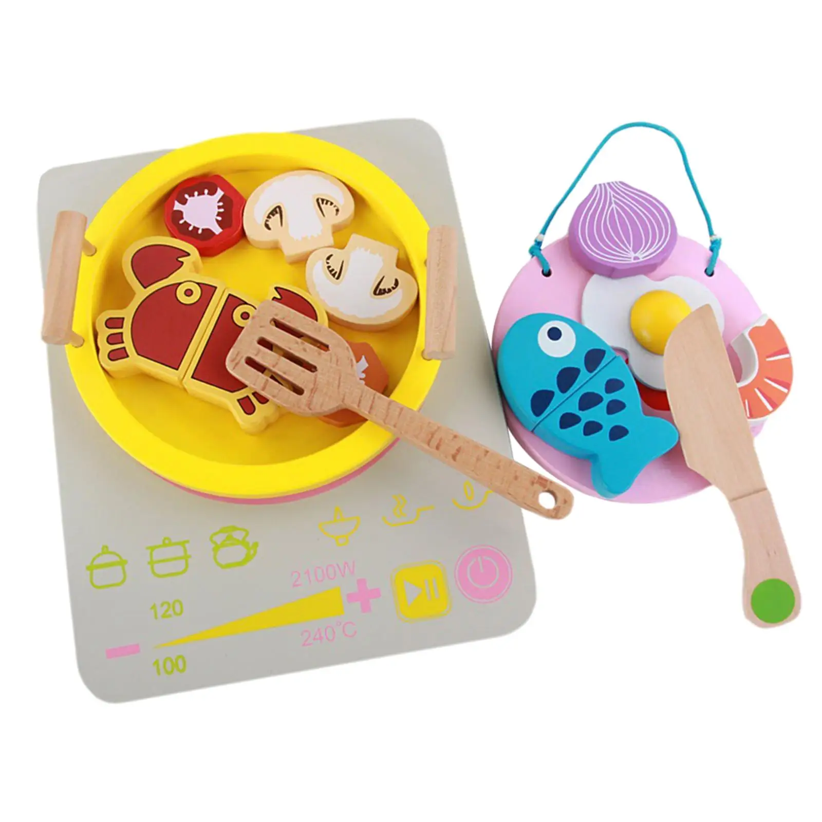 Ensemble d'accessoires de cuisine en bois pour enfants, jouet avec casseroles, ustensiles de cuisine pour tout-petits, cadeau d'anniversaire pour garçons et filles