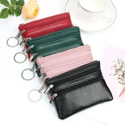Fashion PU Leather Women's Wallet Purse Two/Three Zippers Coin Purse Coin Wallet Keychain Card Holder Change Purses