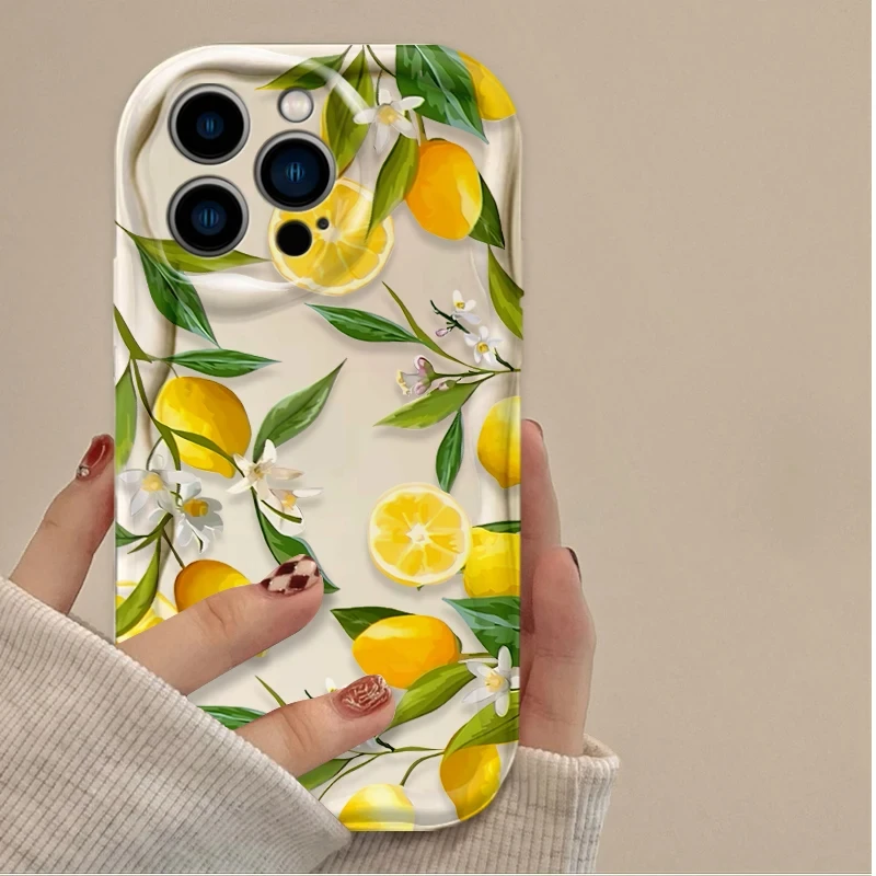 الصيف الفاكهة الليمون زهرة ثلاثية الأبعاد واضح آيفون 16 16E 15 14 13 12 11 برو ماكس X XS X S ماكس XR SE 2020 SE4 7 8 غطاء سيليكون #4