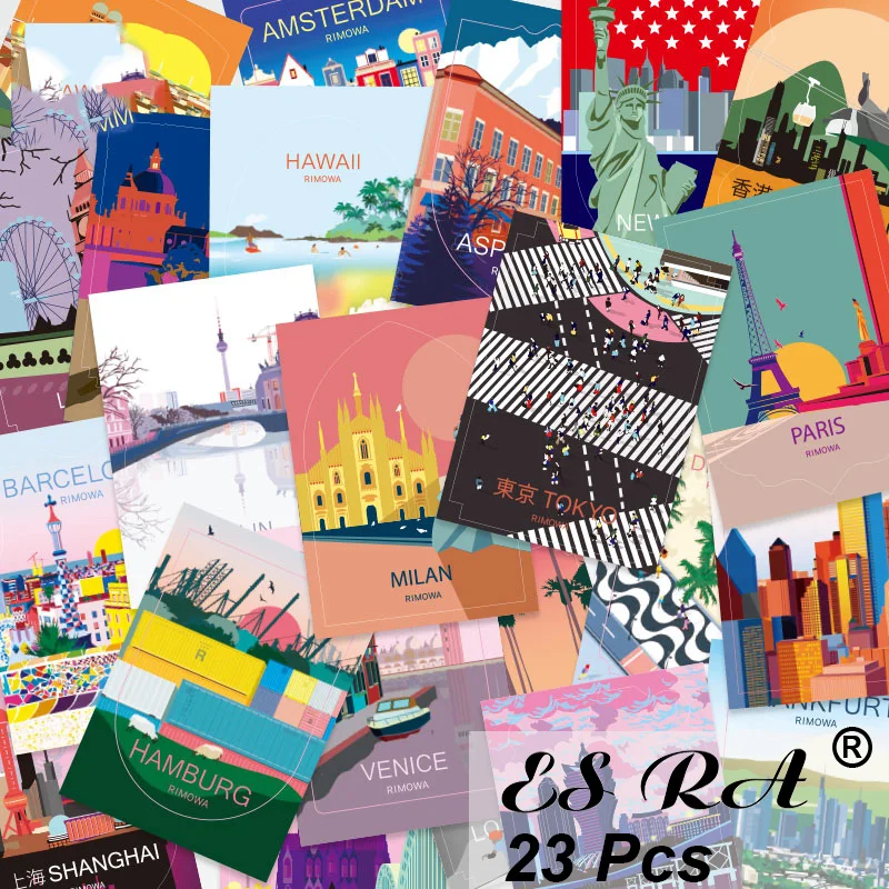 23 Pcs Cities suitcase stickers Travel Stickers Aesthetic Big Size Stickers Sets Decals for Travel Luggage Decorate Waterproof