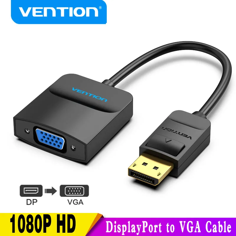 Vention Displayport to VGA Adapter 1080P Display Port Male to VGA Female Audio Converter for Projector HDTV DVDMonitor DP to VGA