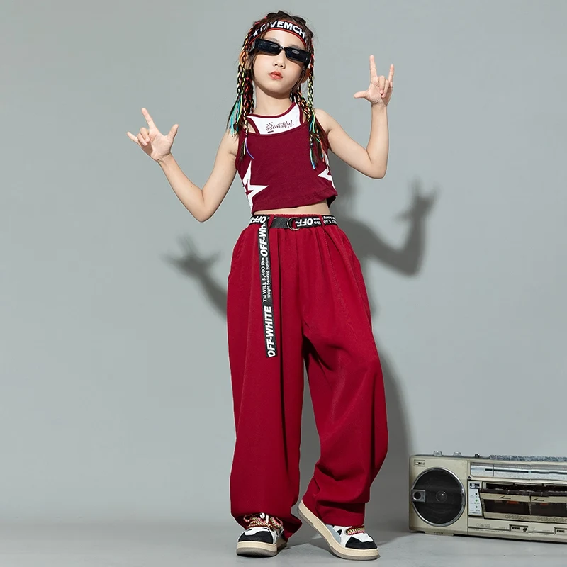 New Jazz Dance Girls Kids Clothing Children Vest Pants Suit Hip-hop Street Dance Clothes Suit Catwalk Show Costumes DQL9883 image 4