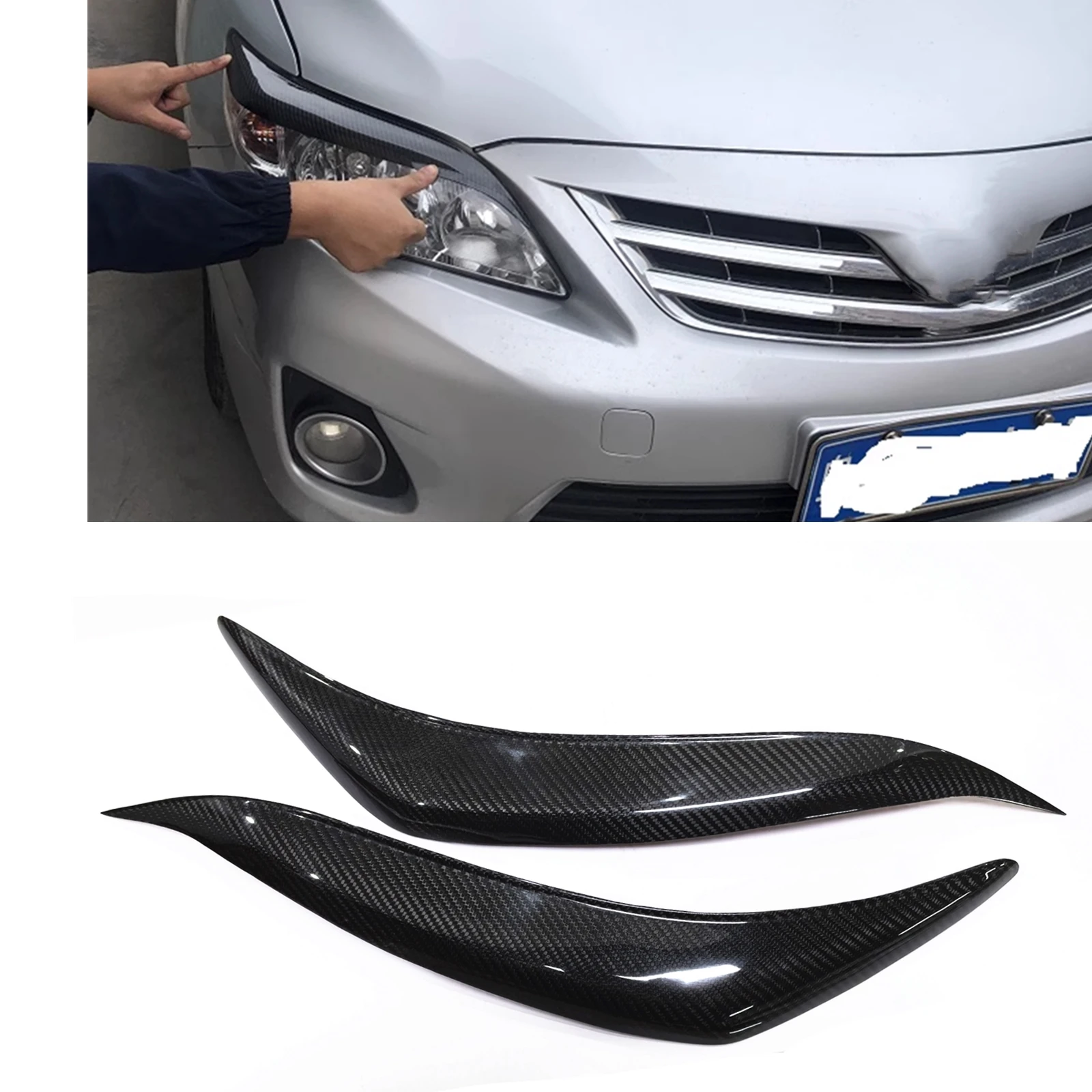 

Headlight Eyebrow Headlamp Eyelid Trim For Toyota Corolla 2011 2012 2013 Carbon Fiber Front Head Light Lamp Cover Brow Sticker