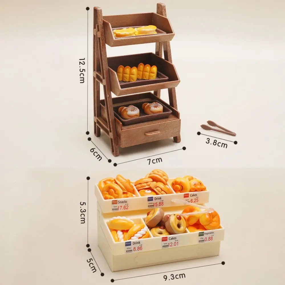 Mehrfarbiges Puppenhaus-Brotregal, gemischtes Muster, Foto-Requisite, Miniatur-Simulation, Brotszene, Herstellung von Harz