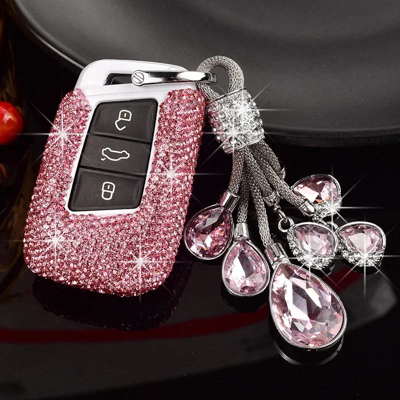 Fashion Car Key Case Cover Sparkling Diamond For VW Volkswagen Passat B8 Magotan Golf7 Mk7 Skoda Kodiaq Superb A7 Smart Keyless