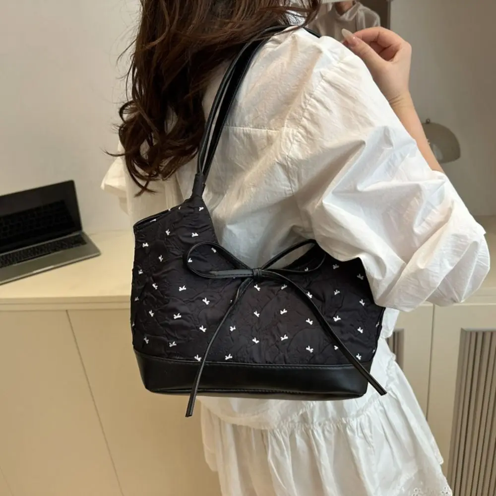 

Trendy French Bow Ribbon Shoulder Bag Y2K Versatile Underarm Bag Sweet Leisure Armpit Bag Female