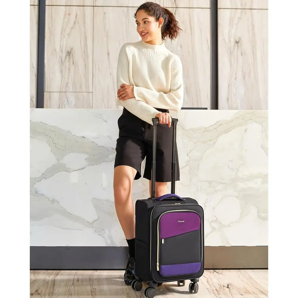 Conjunto de bagagem softside aprovada de 4 peças 22x14x9 polegadas com rodas e trava TSA para viagens de fim de semana