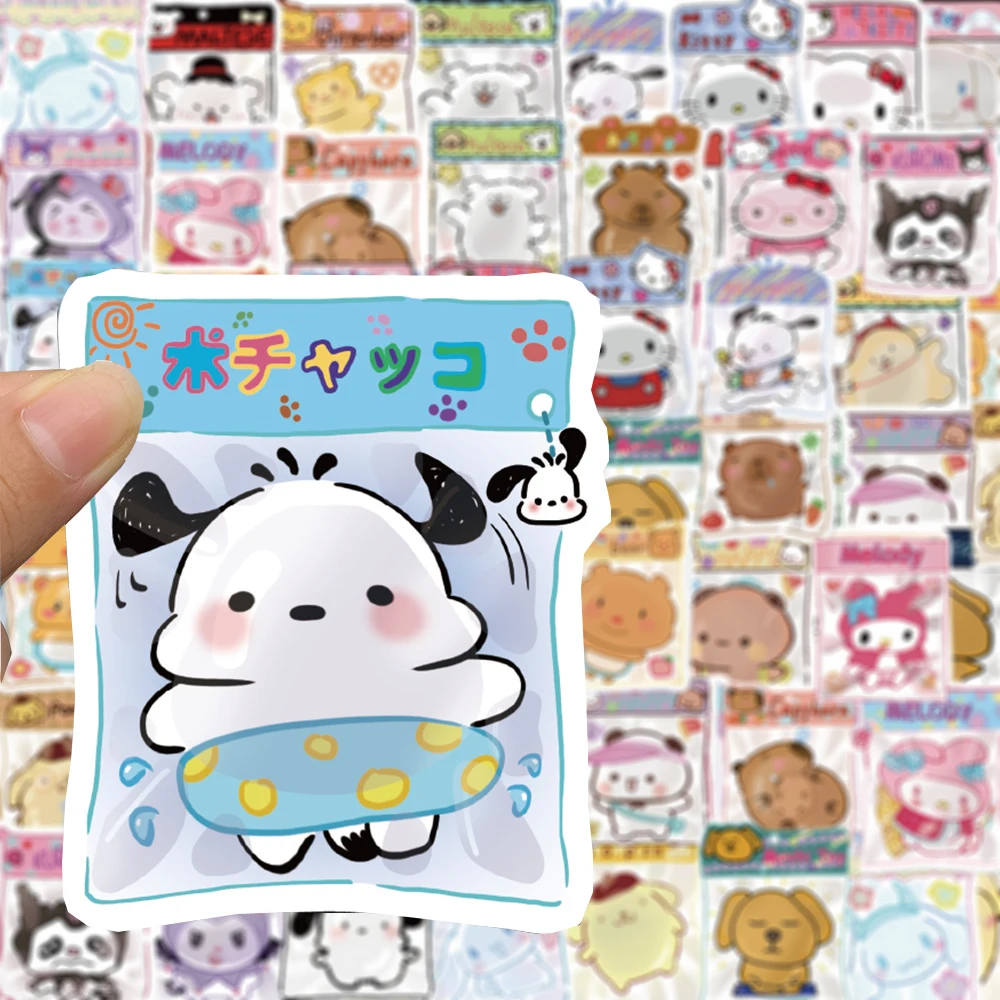 Kawaii Sanrio Pinch Cartoon Adesivos, À Prova D' Água Bonito Crianças Adesivo, Estética DIY Laptop Notebook Papelaria, Mala Adesivo, 10 Pcs, 30 Pcs, 60Pcs