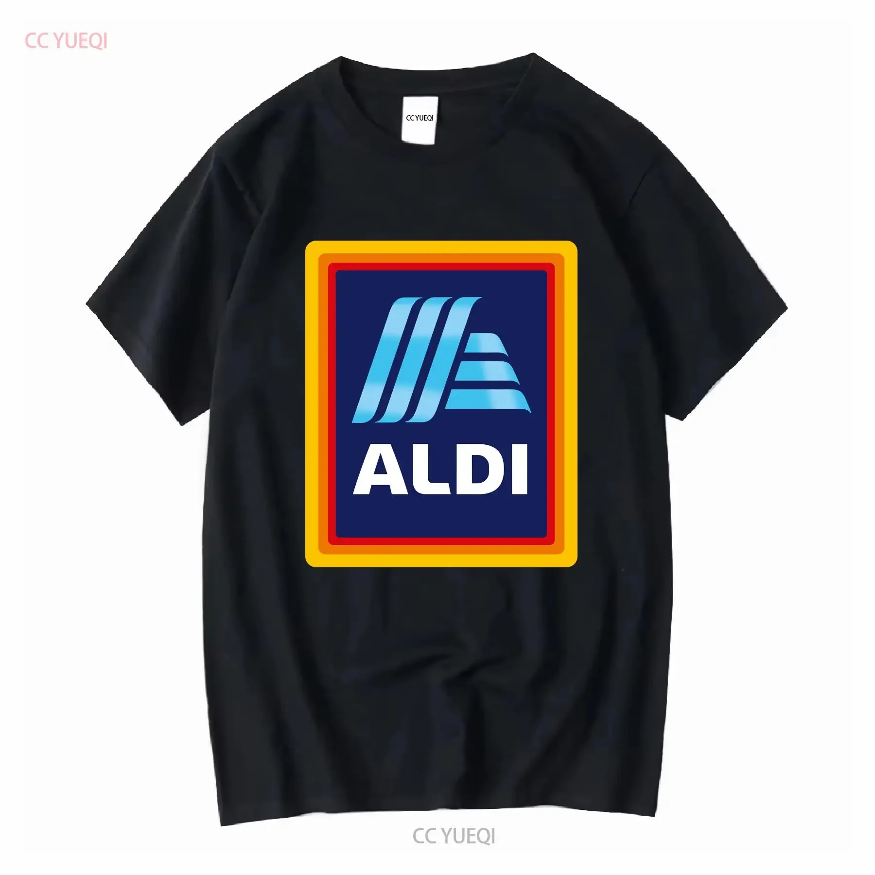 Neues ALDI Supermarkt-Logo-T-Shirt für Lebensmittelgeschäfte, lustige Größe S bis 5XL, Vintage, gewaschen, modisch, atmungsaktiv, stilvoll, lässig, für Herren