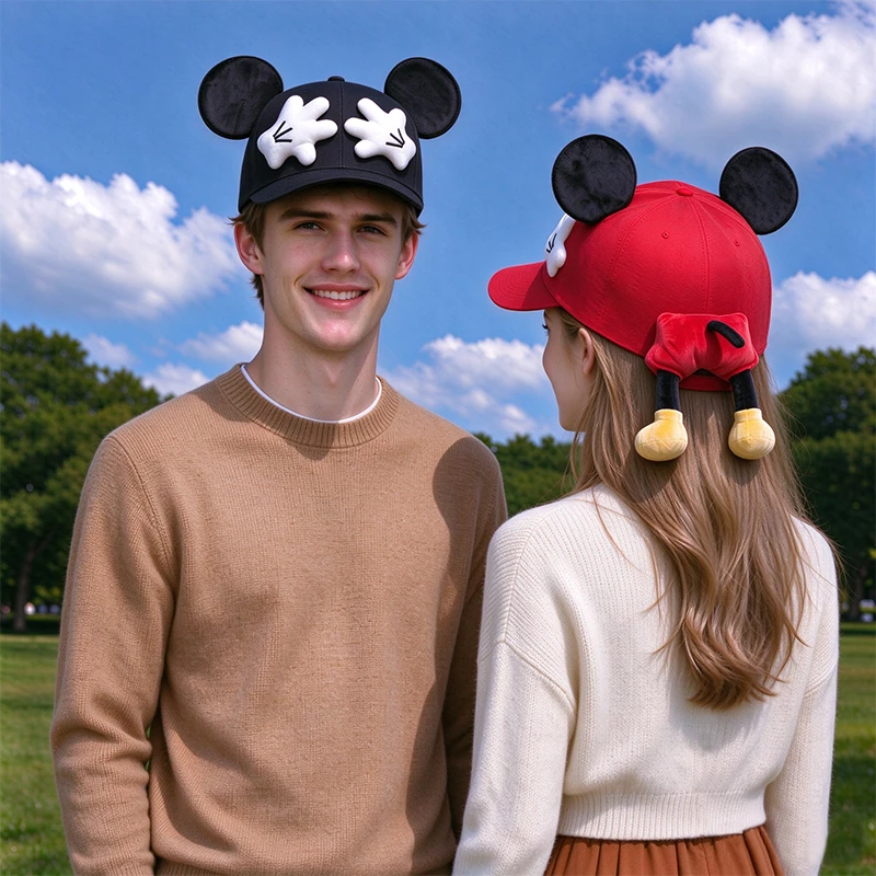 Cute Cartoon Mouse Ears Baseball Cap Adjustable Funny Outdoor Fashion Sun Hat for Women Men Teens Couple Family Matching