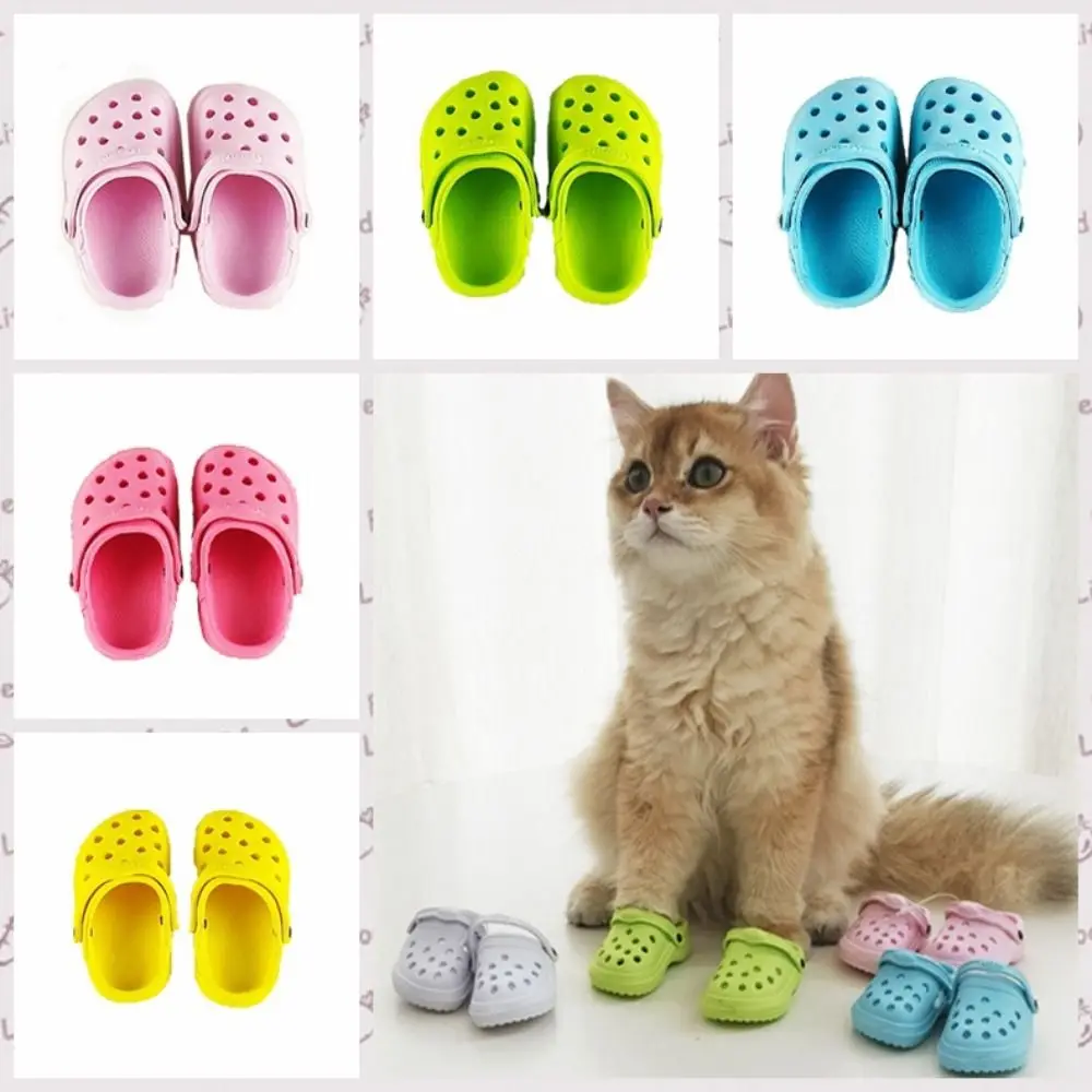 1 Pair Non-slip Pet Sandals Comfortable Breathable Dog Hole Shoe Wear-resistant Soft-soled Dog Rain Boots for Cats