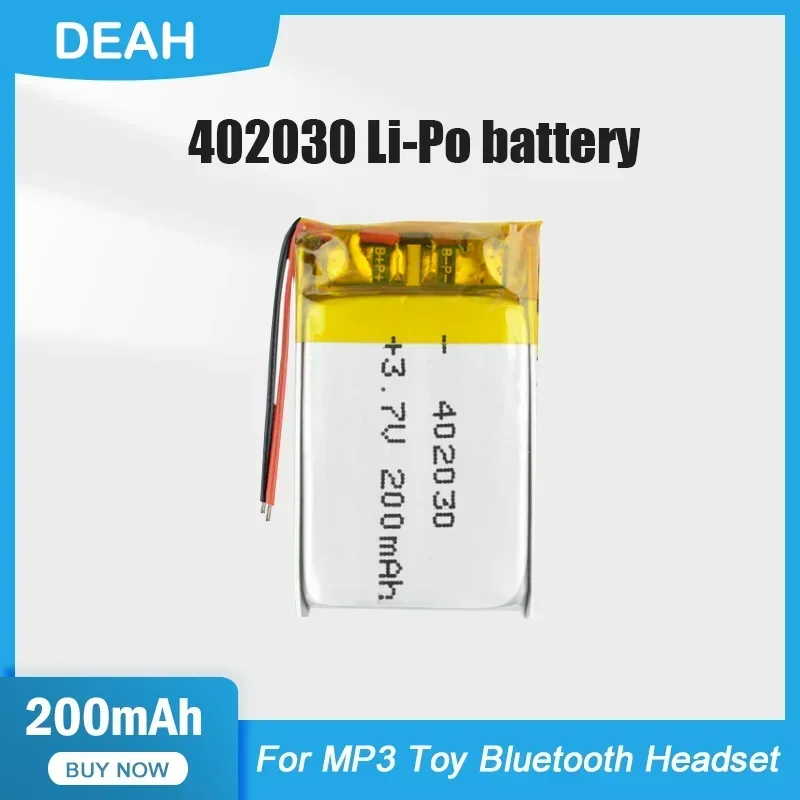 1-2PCS 402030 042030 200mAh 3.7V Lithium Polymer Rechargeable Battery For MP3 MP4 GPS Bluetooth Headset LED Lamp Recording pen