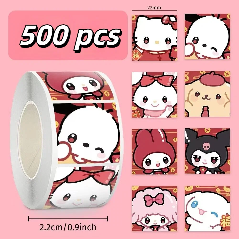 

500 PCS Sanrio Christmas curly 2.2cm hand account stickers, ins style atmosphere seal stickers, label stickers,kawaii