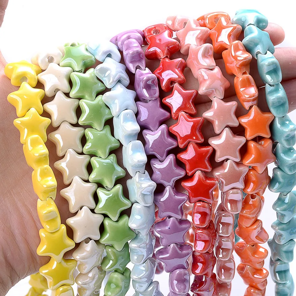 10pcs 13.5mm Mix Color Star Beads Ceramic Beads For Making Jewelry Bracelet Necklace Charms DIY Keychain Supplies