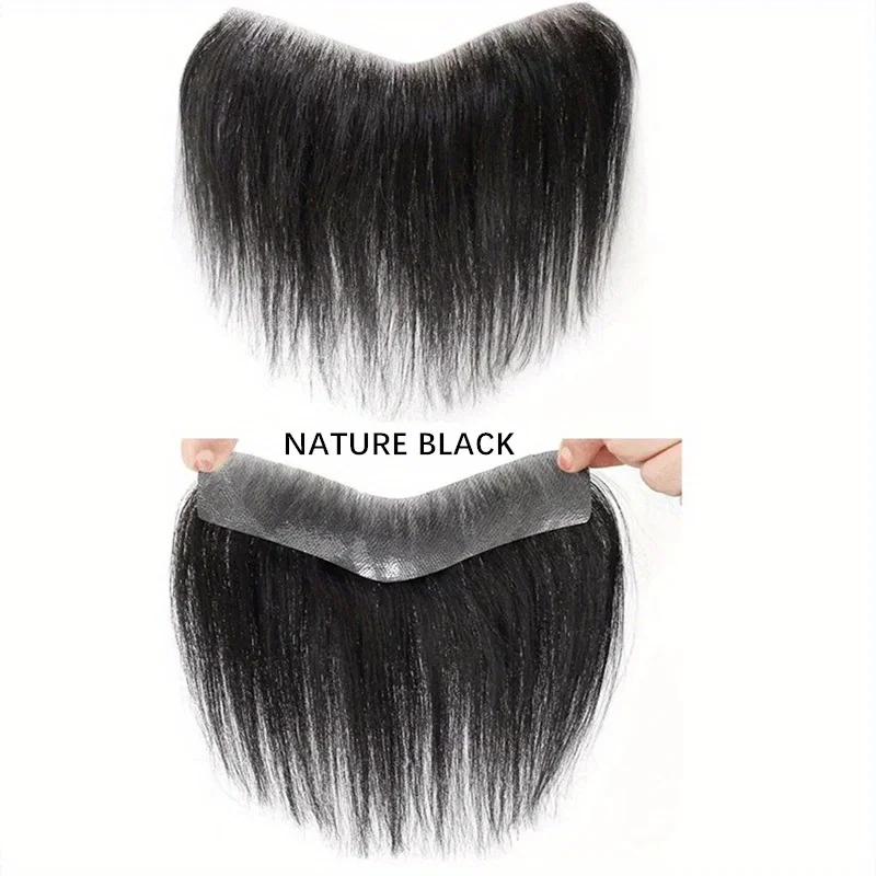 Мужские человеческие волосы с V-образной петлей, невидимая фронтальная тонкая светло-бежевая бахрома для восхождения линии роста волос - прямые волосы, деловой стиль