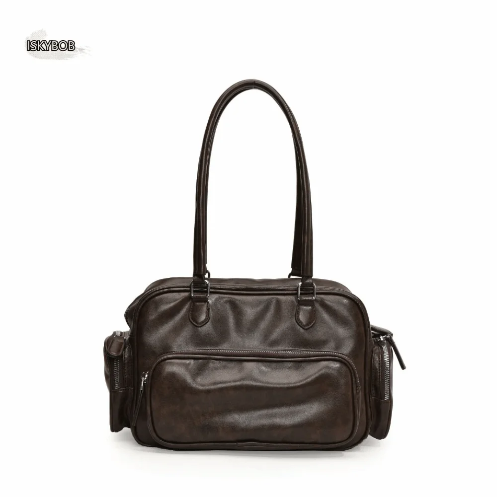 

Сумка из искусственной кожи с несколькими карманами, сумка на плечо в корейском стиле, сумка из искусственной кожи под мышками, большая вместительная универсальная женская сумка на плечо из искусственной кожи