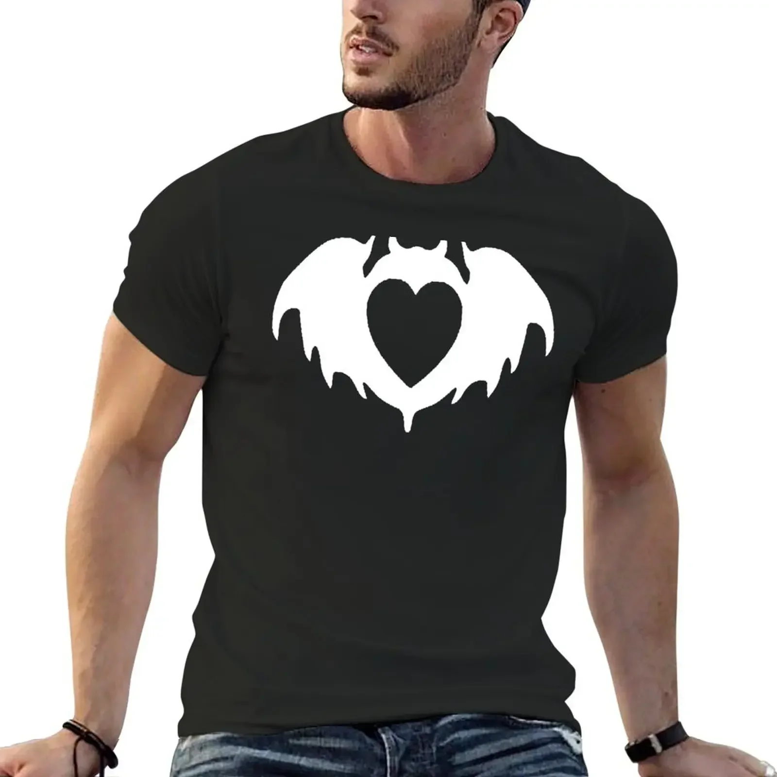 Clandestine Bat Heart - White T-Shirt cute tops summer top man t shirt plain black t shirts men