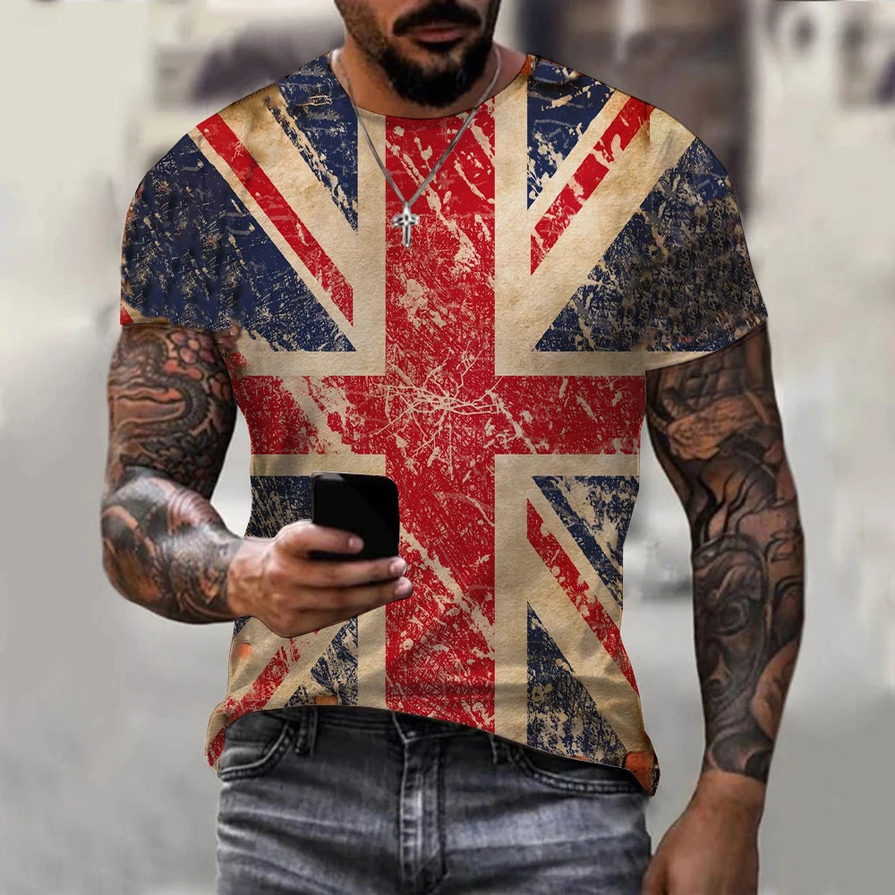 British Flag T-Shirts UK United Kingdom 3D Print Men Women Vintage Casual Oversized Short Sleeve T Shirt Kids Tees Tops Clothing