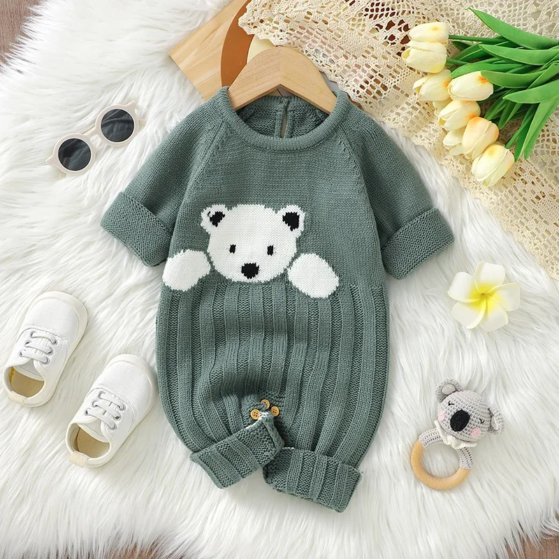 

Baby Romper Knit Cute Cartoon Bear Newborn Girl Boy Jumpsuit Outfit Long Sleeve Autumn Infant Kid Clothing Warm Playsuit Onesies