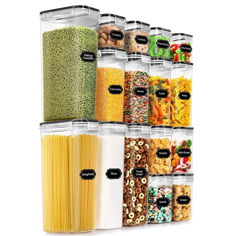 2, 6, 12 Sets 1,4L BPA-freie Luftdichte Lebensmittelbehälter mit Etiketten, Spülmaschinenfest für Müsli, Mehl, Zucker, Backzutaten