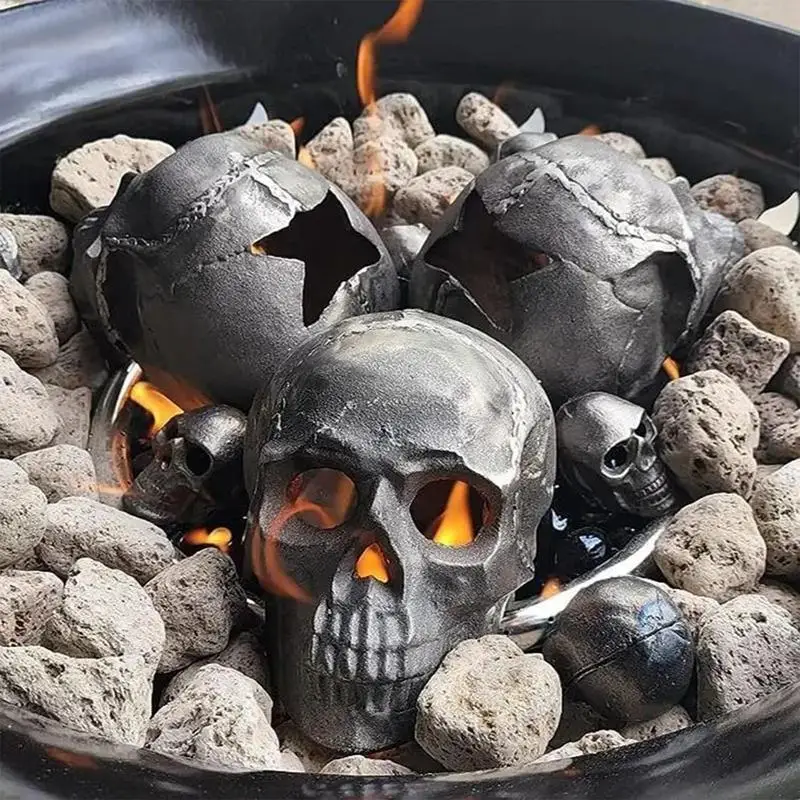 Fireplace Skulls Reusable Imitated Human Skull Decoration Fire Stones For Bonfire Campfire Fireplace Firepit Haunted House