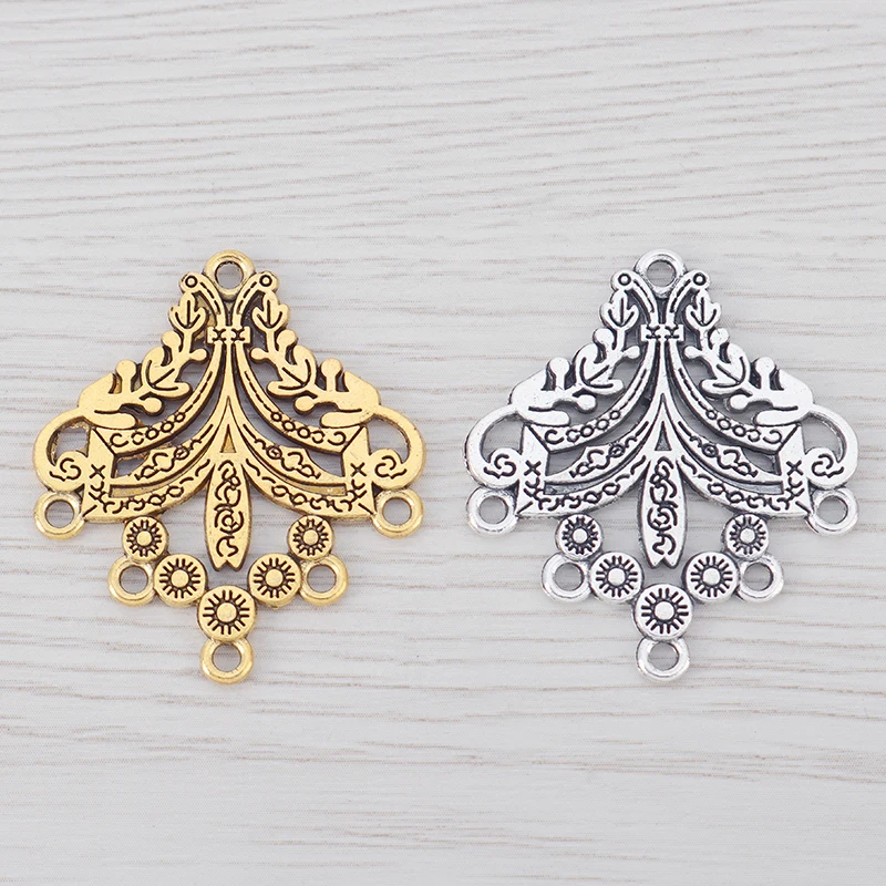 20 x Tibetan Silver/Gold Color Earring Chandelier Connectors Charms Pendants Double Sided for Jewelry Making Findings 33x29mm