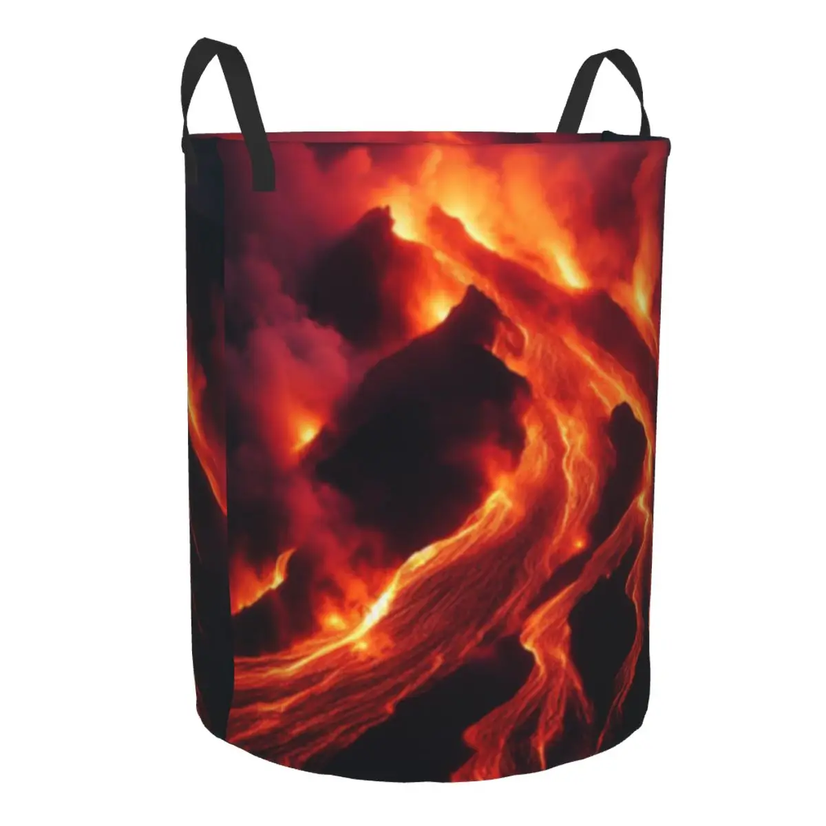 Volcanic Eruption With Lava Flow Laundry Basket Folding Dirty Clothes Toys Storage Bucket Household