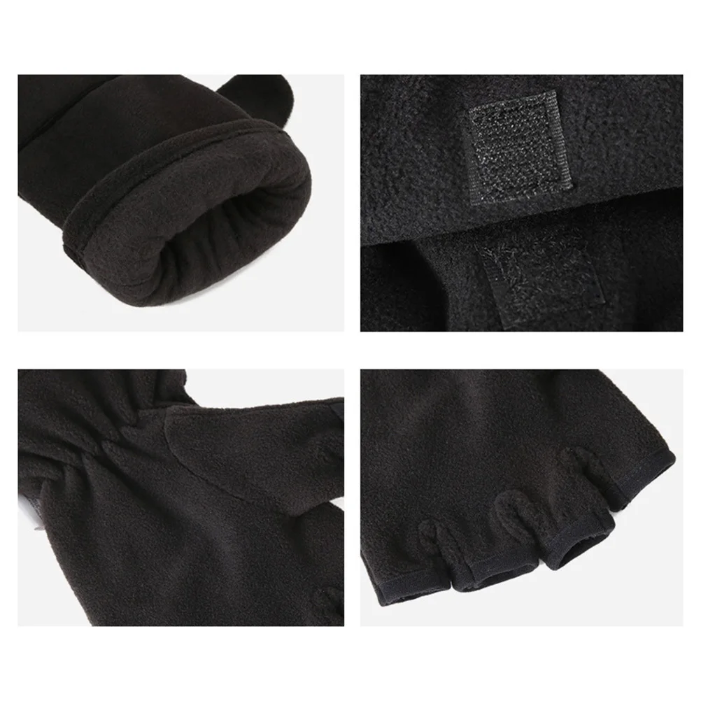 Warm Gloves For Adults Half-Finger Fleece Cover Mitts Touchscreen Compatible Skin-Friendly Thermal For Cycling Fishing
