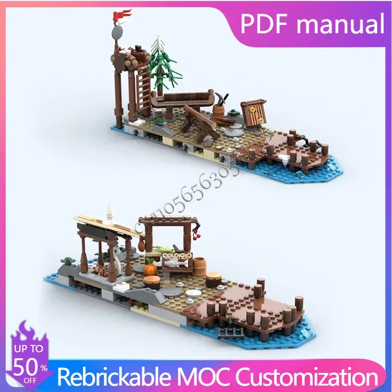 

586 PCS Moc Compatible 21343 Viking Village House Expansion Medieval Ship Building Blocks Bricks Architecture Creative presents