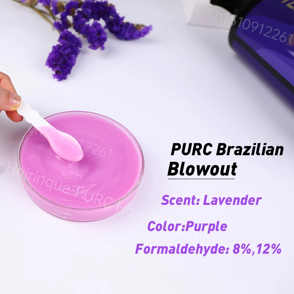 PURC-crema alisadora de queratina brasileña de lavanda, tratamiento alisador de cabello rizado, productos profesionales de salón, 100ml, 8%, 12%