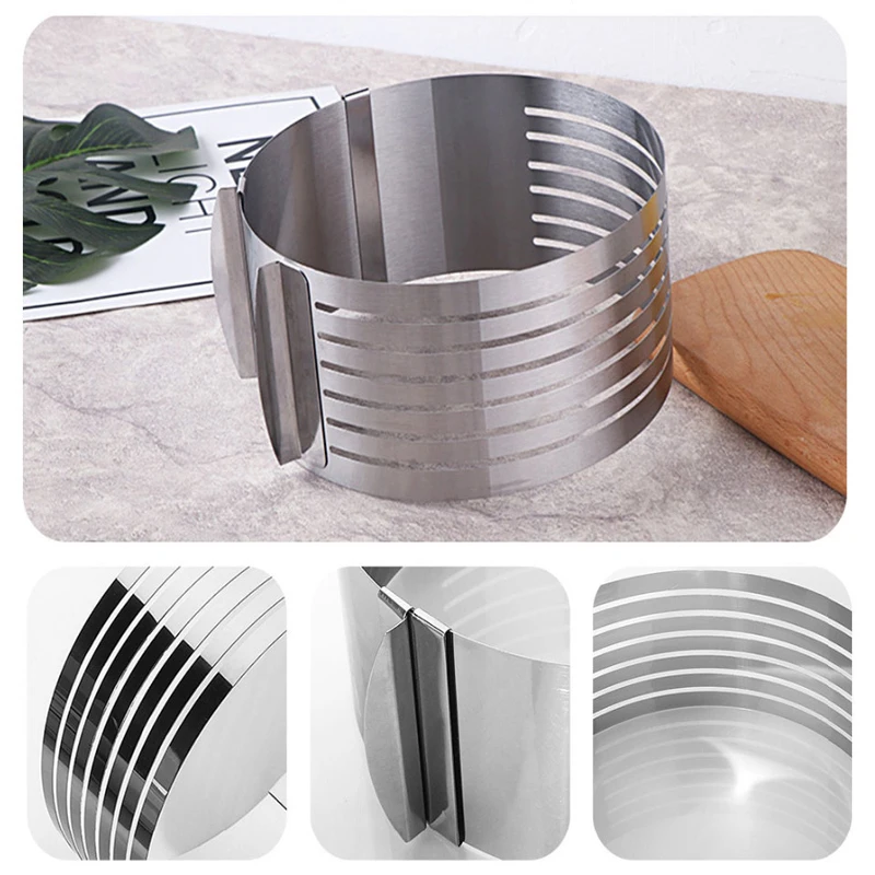 Adjustable Round Cake Cutter, Stainless Steel, Bread Slicer, 6 Layers, Mousse Ring Mould, Baking Tool, 6-8Inch