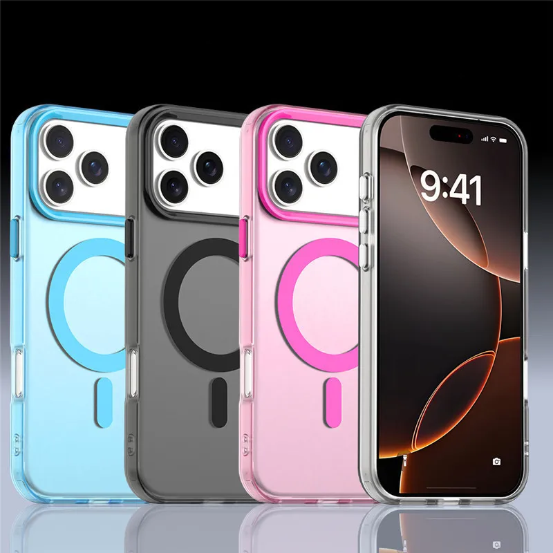 

For iPhone 17 Pro Max Case iPhone Air 13 14 15 16 17 Pro Max Cover Translucent Candy Color Matte Shockproof Protective Bumper