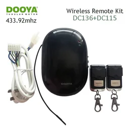 Dooya-Kit Controlador Sem Fio para Porta de Garagem e Toldo, Dooya DC136 Receptor, Emissor, Rf433, 4 Fios Motor Tubular, 1PC, 2PCs, DC115